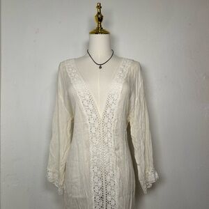 blossom boutique coquette white lace beach coverup dress sheer vacation tropical